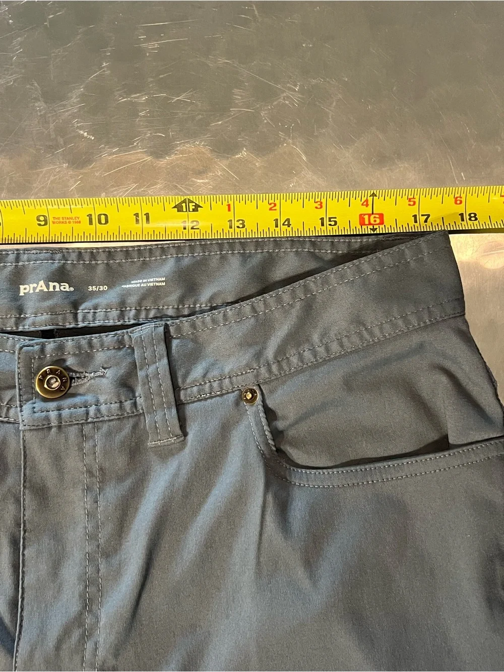 prAna Men’s Brion 5-Pocket Stretch Pants – Charcoal / Dark Iron Size 35x30